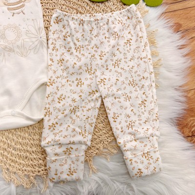 CONJ. DE MALHA 3 PEÇAS - Abelha Fofa com Tule - Off White e Ferrugem